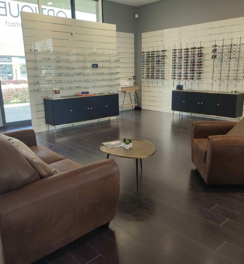 Intérieur magasin côté salon et montures hommes